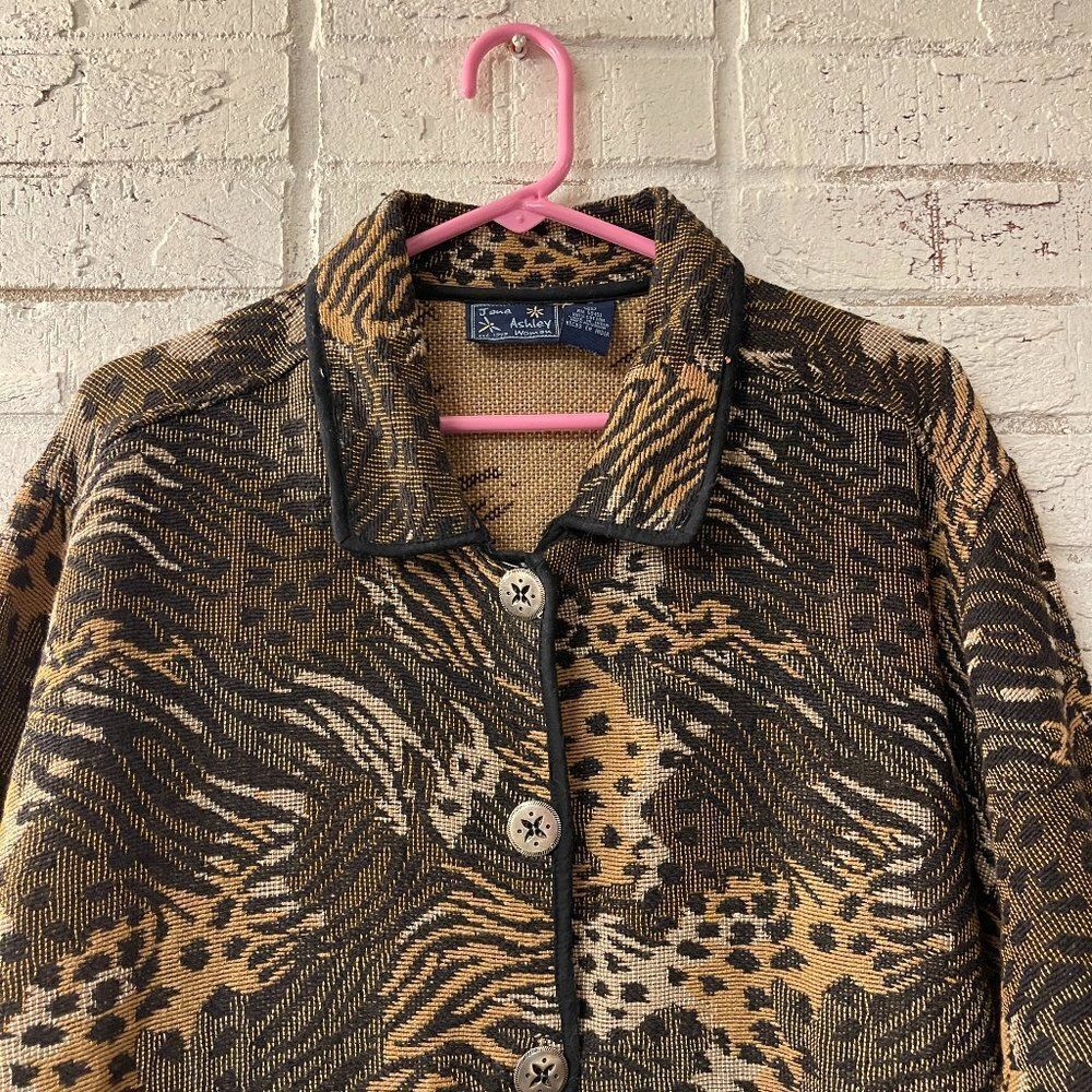 Vintage Jane Ashley Animal Print Tapestry Jacket Plus Size Curvy 3X